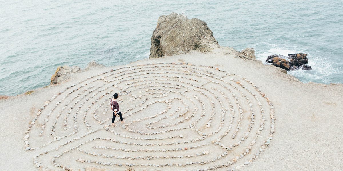 Photo of a woman in a labyrinth