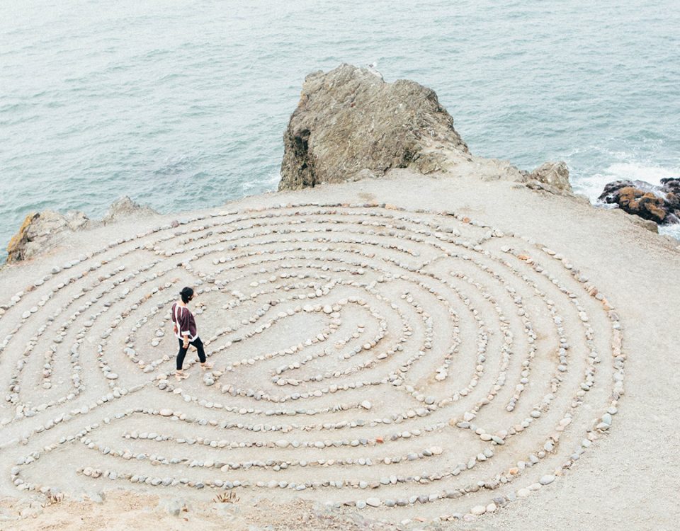 Photo of a woman in a labyrinth